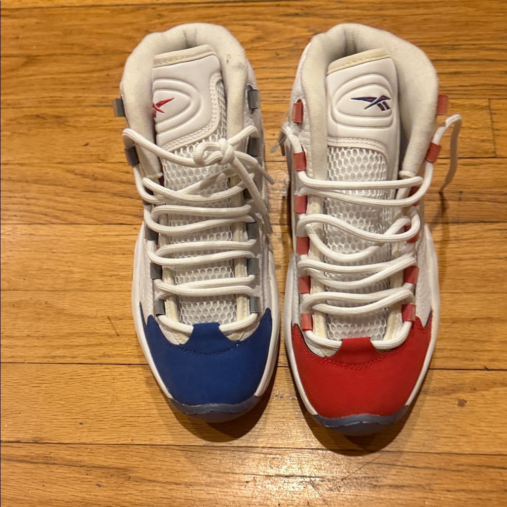 Reebok Kids White Sneakers with Blue & Red Toe Caps